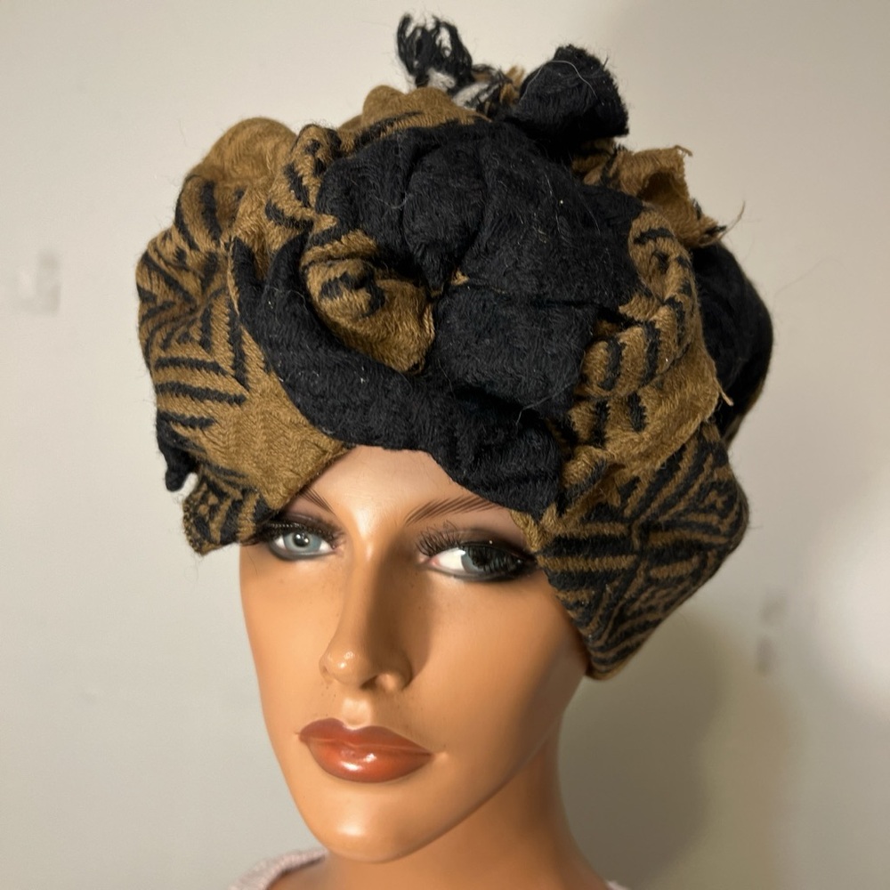 Elegant Black and Brown Women's Headwrap